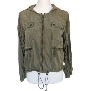 Marrakech Anthropologie Utility Olive Green Viscose Slouchy Hoodie Jacket Sz S